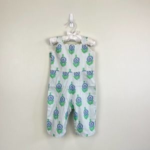 Petit Peony Bella Blue Floral Overalls 12-18 Months EUC